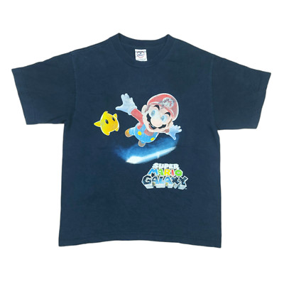 Vintage 2007 Super Mario Galaxy Nintendo Graphic Black T-Shirt Size XS