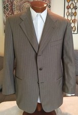 Belvest Mens 150s Wool Brown Stripe Sport Coat Blazer Sz 42 R MINT