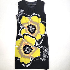ILE New York Dress Womens 8 Floral Peated Crew Shift Sleeveless Career Work