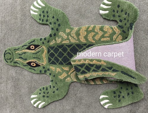 Crocodile Rugs 3x6 Feet Handmade 100% Woolen Hand Tufted For Home Decoration kid - Picture 11 of 11