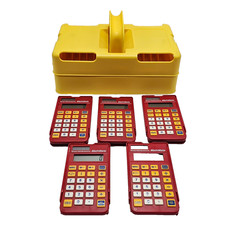 Texas Instruments Set of Five Math Mate Calculators with Carrying Case Caddy