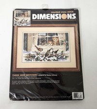 Dimensions Counted Cross Stitch Kit - Three Bird Watchers 3839, New, 36cm x 23cm