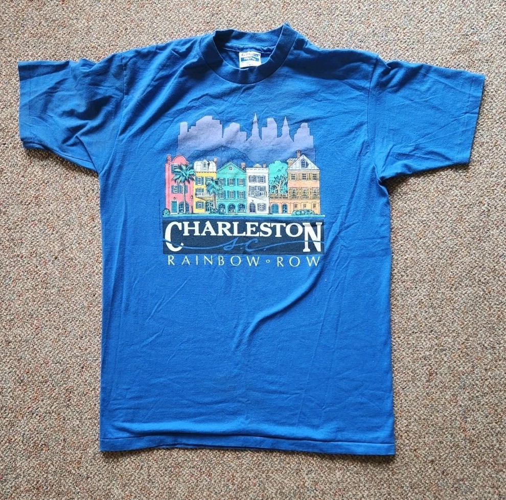 FILA T shirt vintage Charleston SC Rainbow Row 1988 punto singolo taglia L made in USA