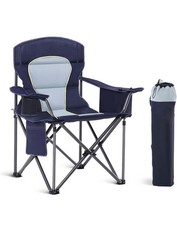 Folding Camping Chair Oversized Outdoor Chair with Drink Holders Cooler Bag/：-