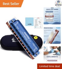 Diatonic Harmonica Key of A 10 Holes Blue Case 20 Tones Mouth Organ