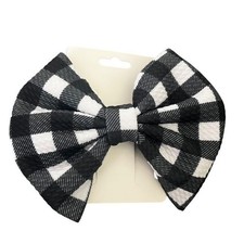 New Black and White Buffalo Check Hair Bow 5"