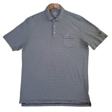 Peter Millar Baltusrol Golf Polo Shirt Men's M Navy White Stripe Seaside Wash