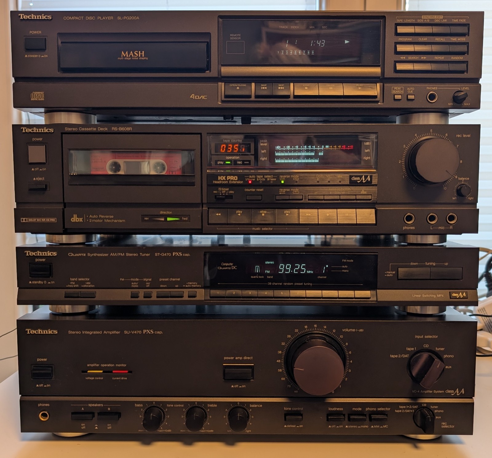 Vintage Technics Stereoanlage 4 Einzelkomponenten CD Tapedeck Tuner Verstärker