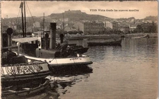 Vigo Spain Harbor Vintage Postcard “Vista desde los nuevos muelles” Tugboat [AA]