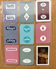 Lot of 9 Casino Single Swap Playing Cards - 3 Jokers- Some Retired Cards