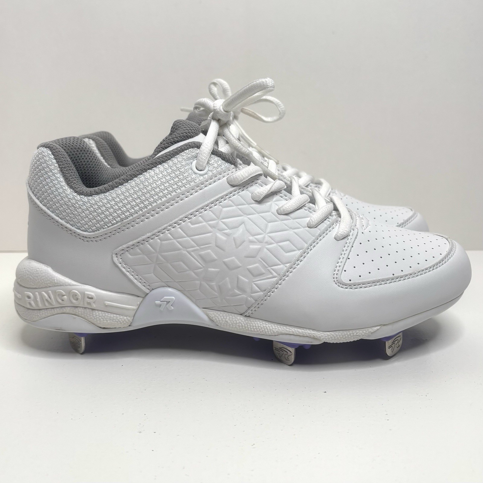 RINGOR Rip-It White Diamond Metal Softball Cleats - Women’s Size 7.5 - NWOB