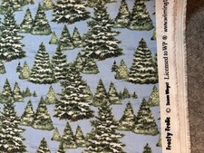 Wilmington cotton fabric Susan Winget Frosty Frolic trees on blue choice