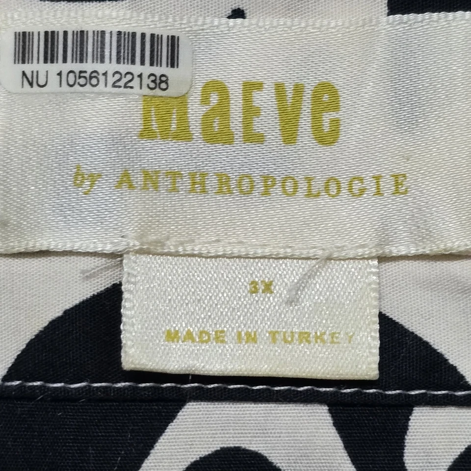 Vestido Camisa Anthropologie Maeve The Bettina En Niveles Motivo Negro Talla 3X Foto 4 de 4