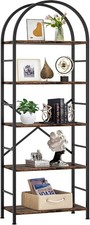 Arched Bookshelf 5-Tier Tall Bookcase for CDs  Books Home Office Storage