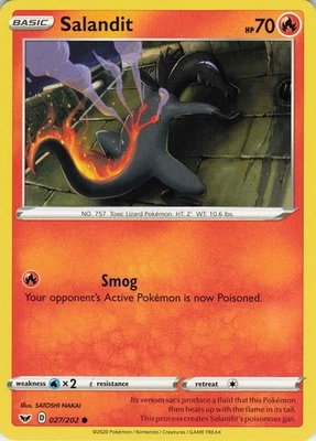 Salandit Common SWSH01: Sword & Shield Base Set 027/202 LP - Image 1 of 3