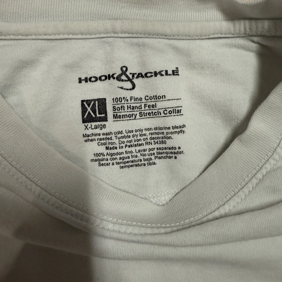 Camiseta de pesca de róbalo con gancho y aparejos camiseta de bolsillo gráfica blanca Foto 4 de 4
