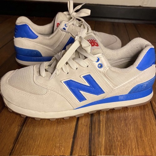 New Balance 574Series Womens 9.5 Sneakers Shoes White Blue Suede Mesh WL574RSB - Picture 12 of 12