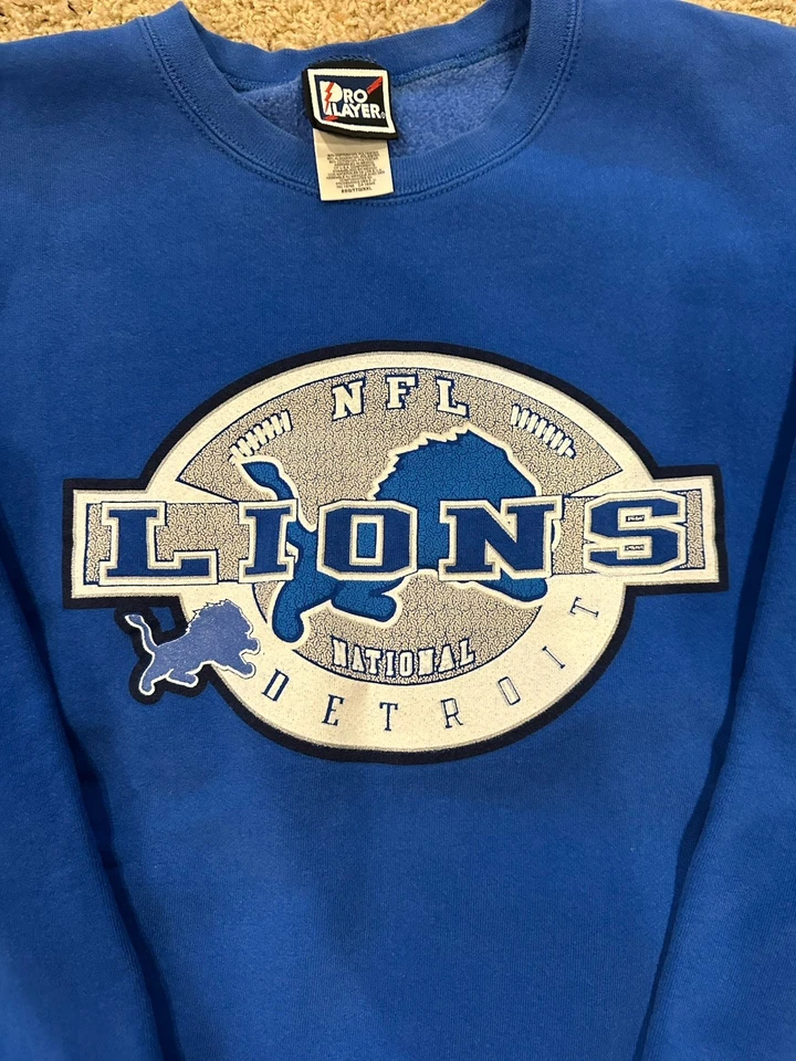 De colección Años 90 Pro Capa Azul Detroit Lions Cuello Redondo Talla 2XL  Foto 2 de 4