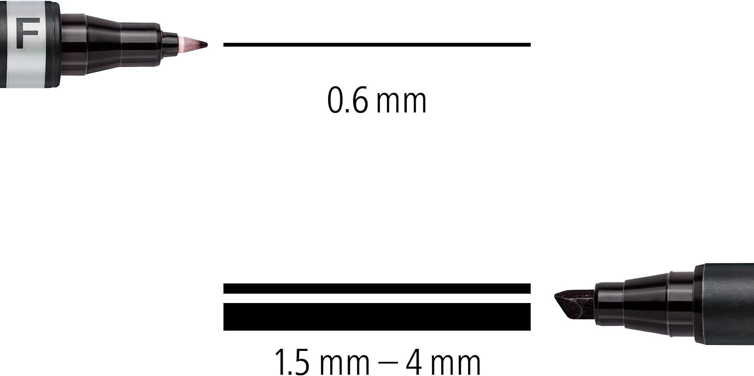Staedtler Duo Permanent Marker Bullet Tip Fine 0.6mm and Medium 1.5mm Black Ref 