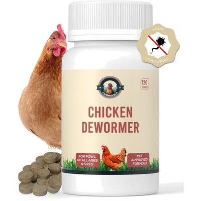 All-Natural Chicken Wormer - Effective 120-Tablet Health Solution for Flocks