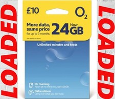 O2 BIG BUNDLE £10  SIM CARD LOADED PACK 24GB DATA UNLIMITED CALLS TEXT O2 PROMO