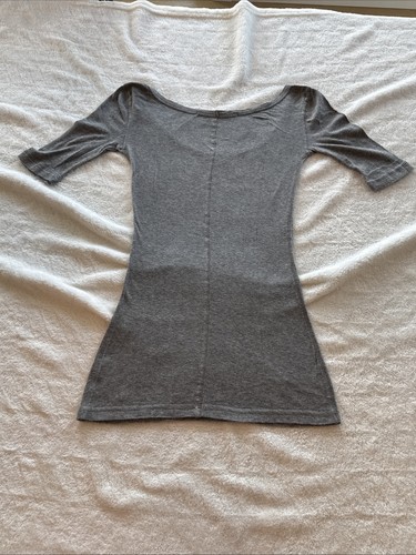 Vintage Y2K Abercrombie Short Sleeve Shirt Scoop Neck Small Heathered Gray - Picture 10 of 12
