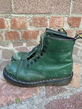 Vintage Dr Martens Made In England Women s Chunky Sole Green Leather Boot Sz 8