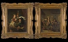 Pr. European Oil on Tin Paintings Late 18th/Early 19th After Dutch Tavern Scenes