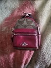 Brand New Authentic Coach Signature Canvas Backpack Coin Case- Dark Fuchsia — photo 7