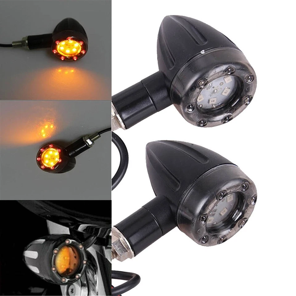 Motorcycle LED Turn Signal Light Blinker Amber For Harley Honda Suzuki Yamaha Foto 2 de 4