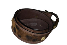 Gianni Versace-VERSUS-Vintage Animal Print/Lion Head Medalion Leather Belt-65/26