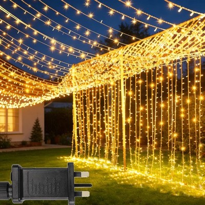 yowin 6m x 3m Lichtervorhang 600 LED netzbetrieben 1er Pack, warmweiß 