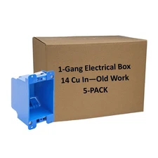 5-Pack 1-Gang Electric Outlet/Switch Box 14 Cu In ETL Old Work Remodel Blue