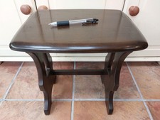 Vintage Ercol small coffee table, solid dark elm, label, smallest of nest