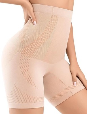 Esa Liang Women High Waisted Tummy Control Shapewear Body Shaper Short, Nude, XL