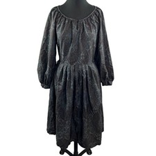 Vintage 60's 70's Namiri Miriam Susskin Black PaisleyPrairie Dress Modest