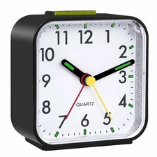 LED Desk Alarm Clock Nightlight Snooze Quiet Non Ticking Battery Powered Bedroom