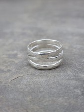 Three Layer Silver Ring, Statement Ring, Hammered Ring Silver, 925 Sterling Sil