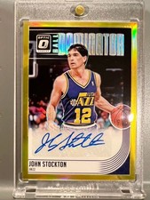 2017-18 Optic John Stockton Gold Dominator Signatures Auto /10 Utah Jazz HOF