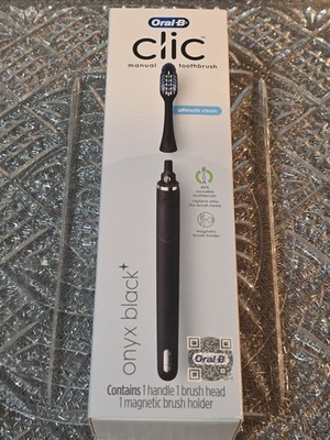 Oral-B Clic Manual Toothbrush - W/ Magnetic Brush Holder - Onyx Black NEW SEALED