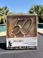 Studio His  Hers 50 th anniversary gold with rhinestones cake topper numbers