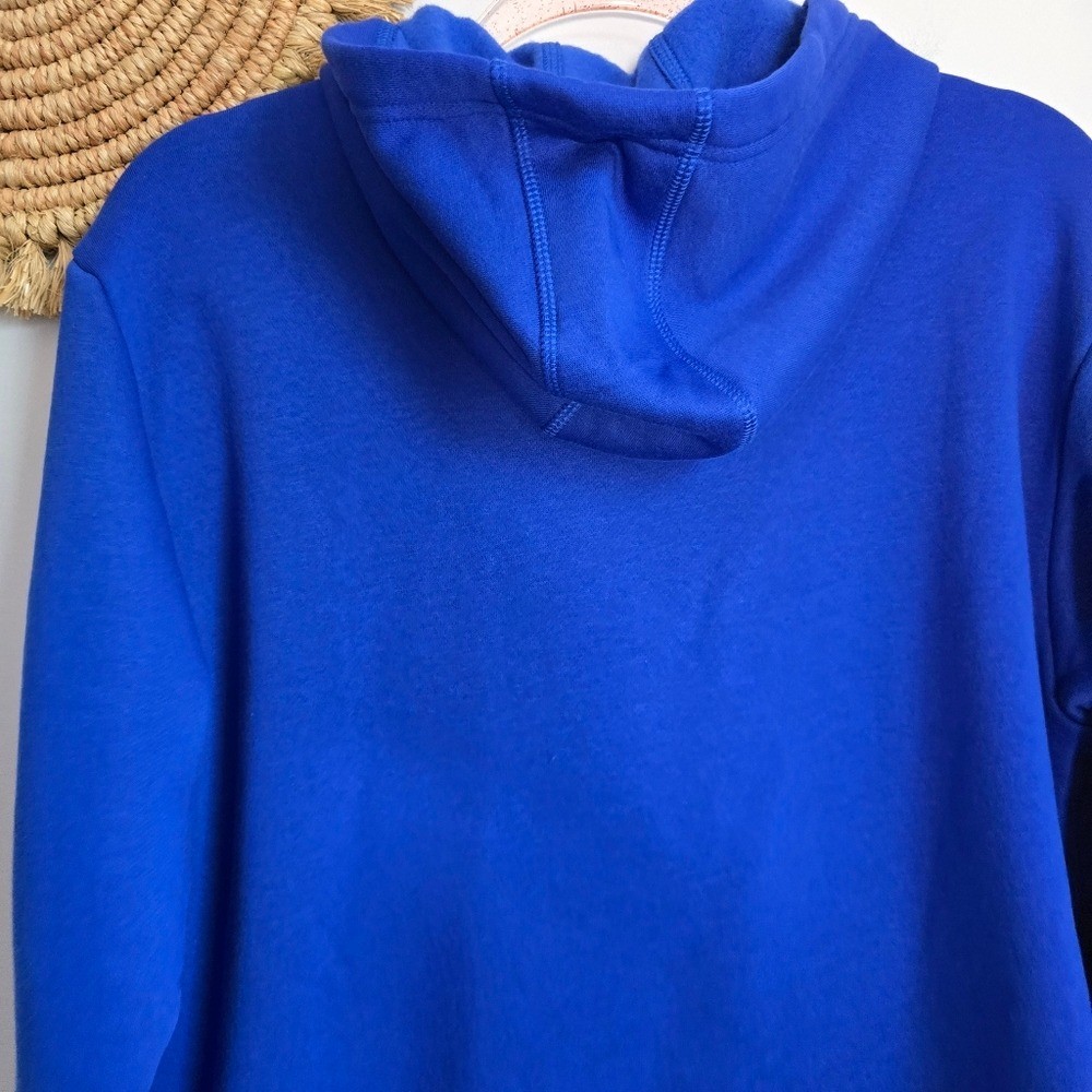 Adidas New Women Royal Blue Fleece Hooded Sweatshirt Hoodie SZ Medium Streetwear thumbnail 7
