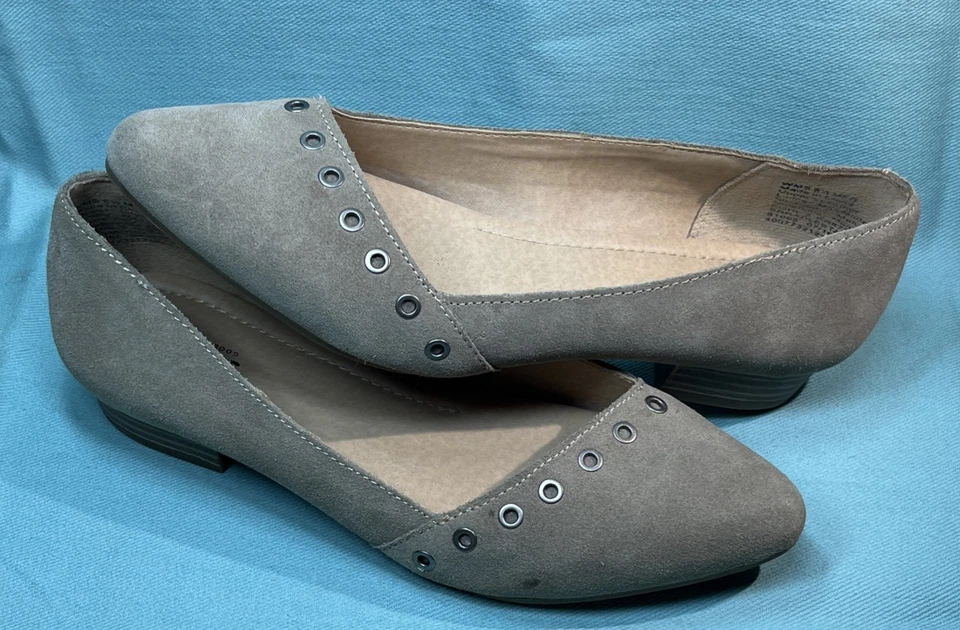 Zapatos de tacón plano sin cordones de gamuza gris Sonoma para mujer talla 8,5 medianos Foto 3 de 4