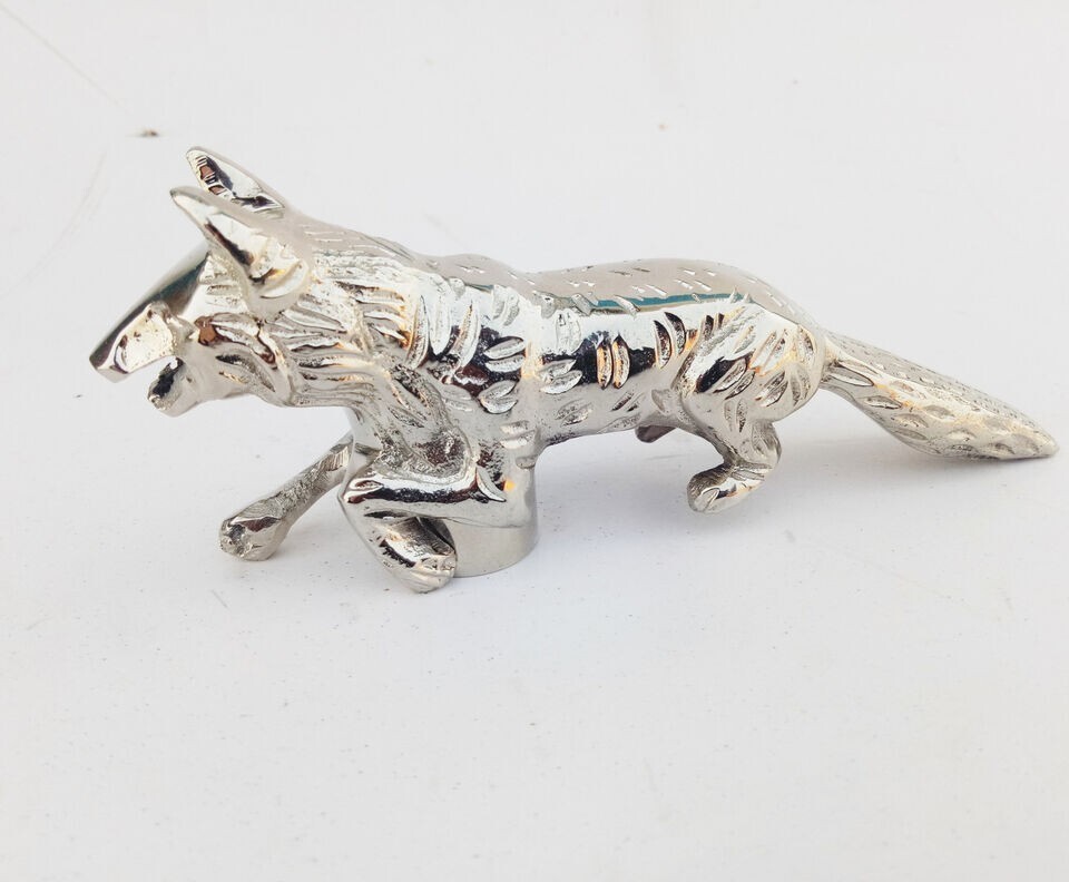Handmade Solid Brass Silver Finish Fox Design Hea… - image 5