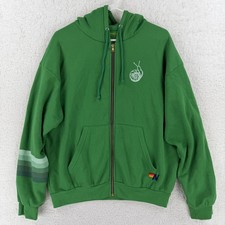 Aviator Nation Hoodie Mens Medium Green Petit Trois Full Zip Fleece Sweatshirt