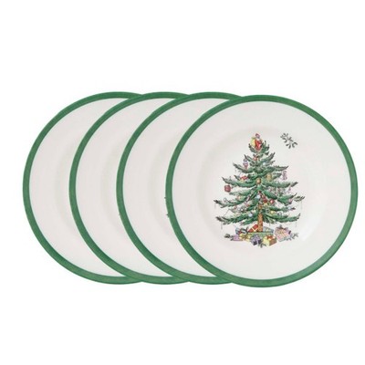 Spode Christmas Tree Bread & Butter Plate, Set of 4, 6'' Dishwasher Safe