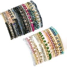35Pcs Delicate Boho Beaded Bracelets Multi Layer Versatile Statement Bracelet...
