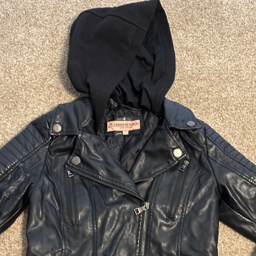 Urban Republic Girls Motorcycle Black Faux Leather Jacket Size 14 Biker Grunge - Picture 4 of 18