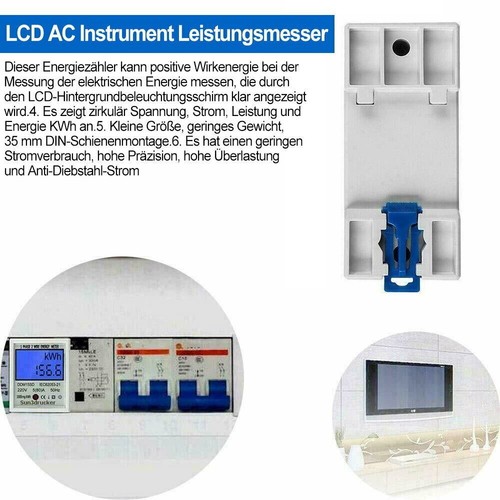 Wechselstromzähler Stromzähler Geeicht Für DIN Hutschiene 5 (60-100)A AC 230V - Bild 5 von 12