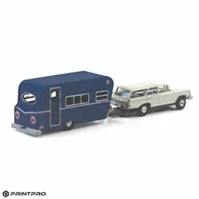 Printpro HO Scale Slot Car Navy Blue Camper Trailer Kit Fits Aurora Thunderjet